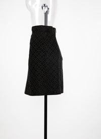 Suede leather short skirt - Black intense
