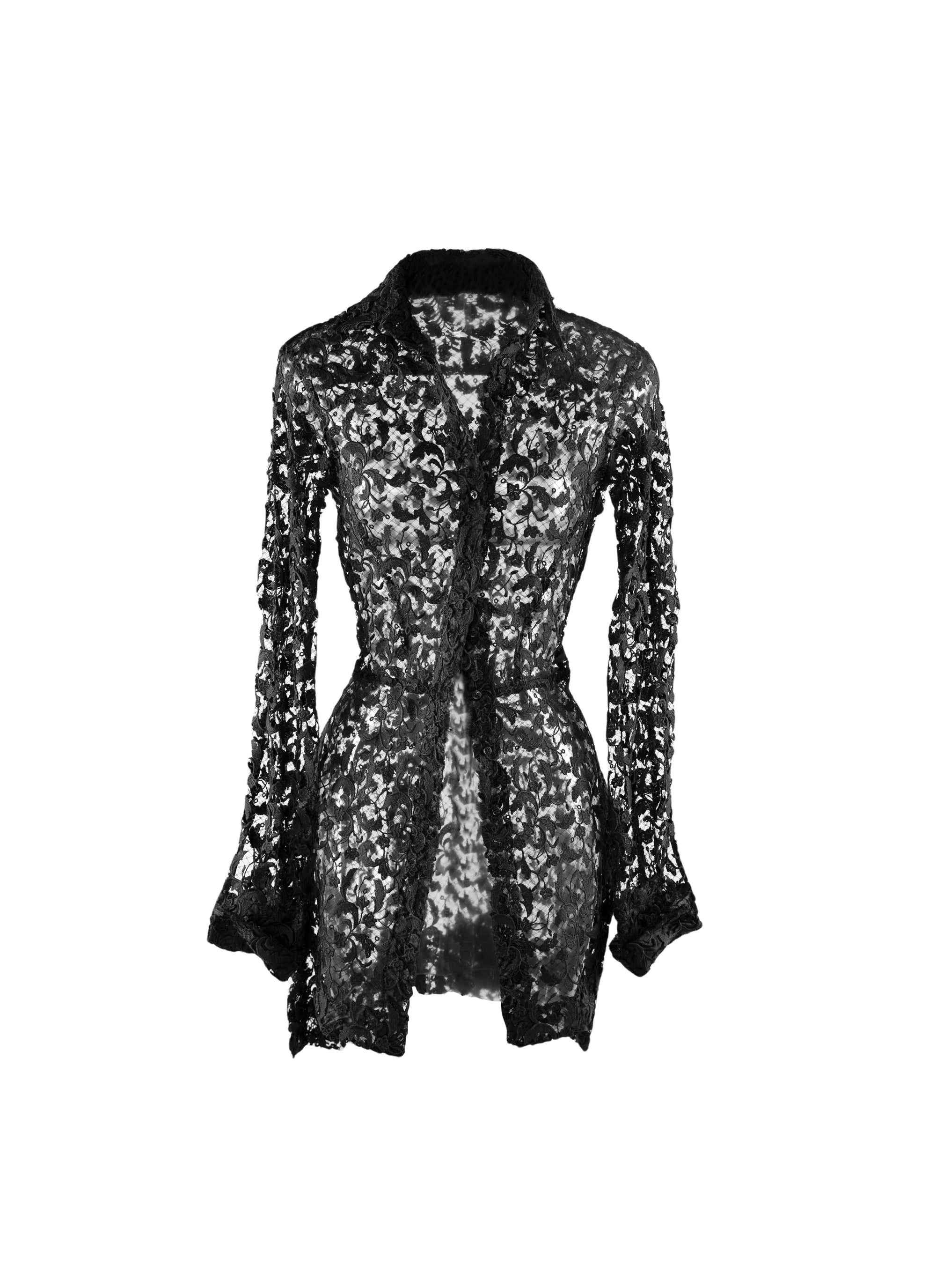 Chemise longue basque - Noir