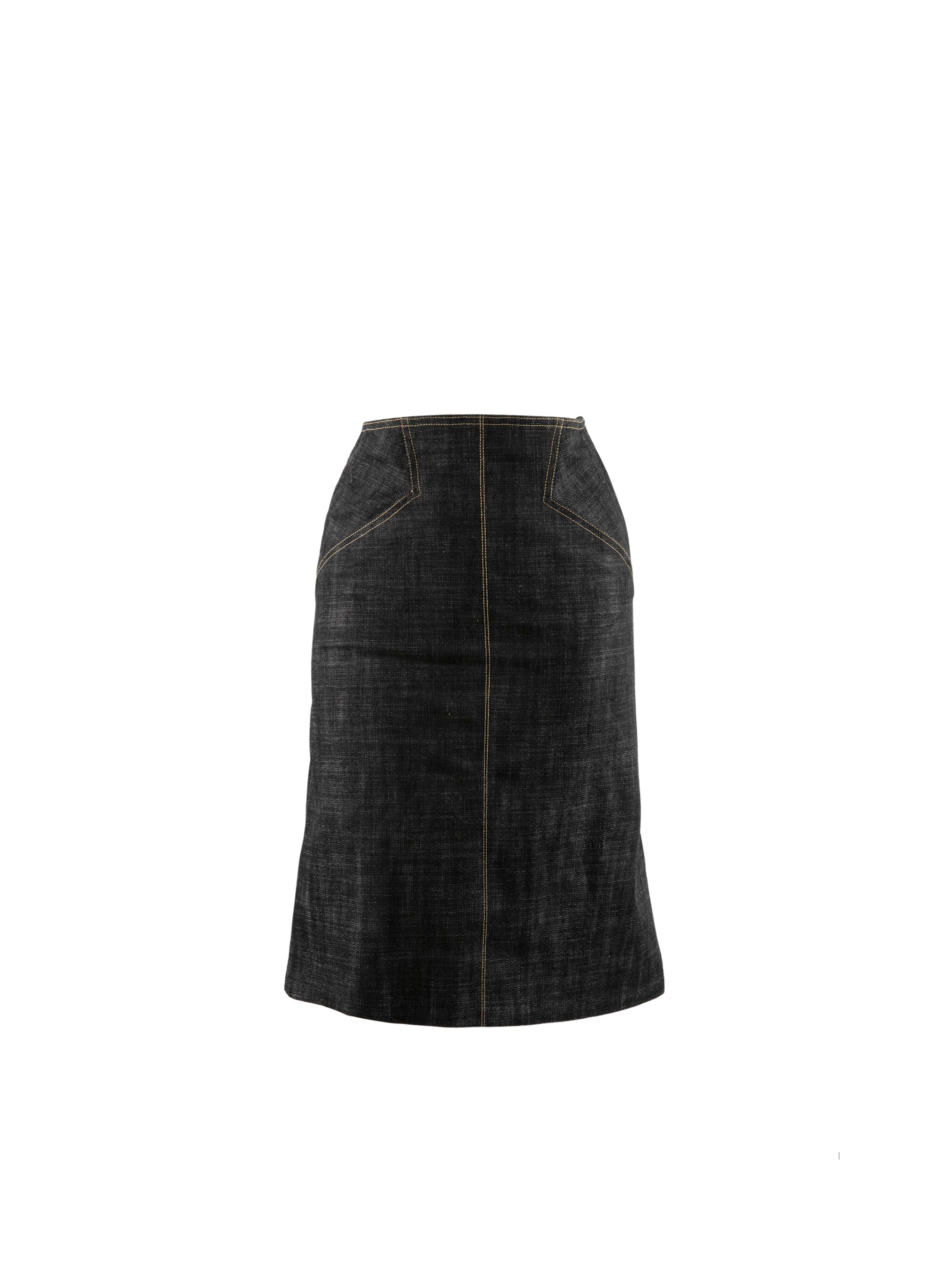Jupe droite avec fermeture à lacet - Noir
