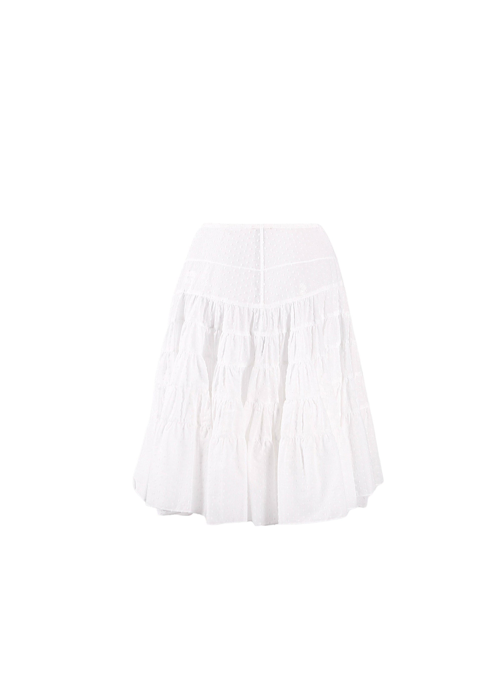 Gathered and pleated short skirt - Optic White