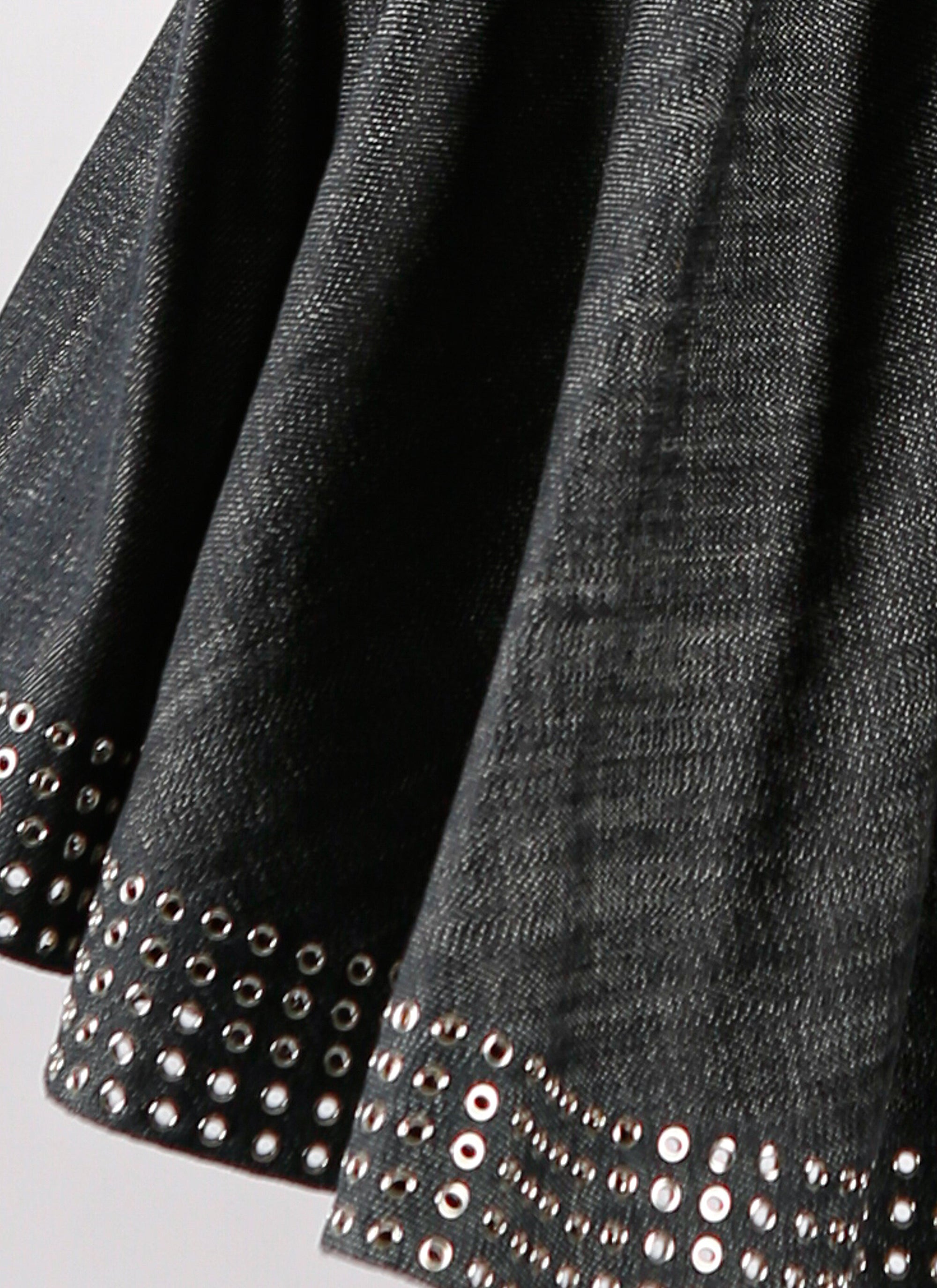 Eyelet denim short skirt - Black intense