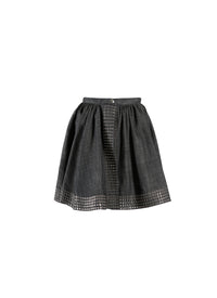 Eyelet denim short skirt - Black intense