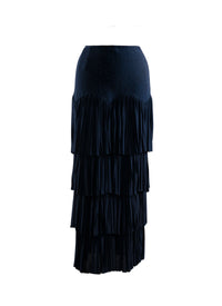 Long fitted skirt with pleated details - Navy