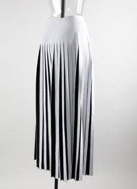 Contrasted midi skirt with pleated details - White & Black