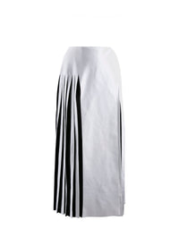 Contrasted midi skirt with pleated details - White & Black