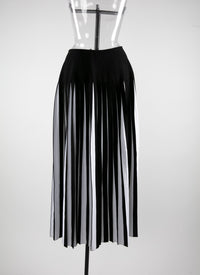 Contrasted midi skirt with pleated details - Black & White