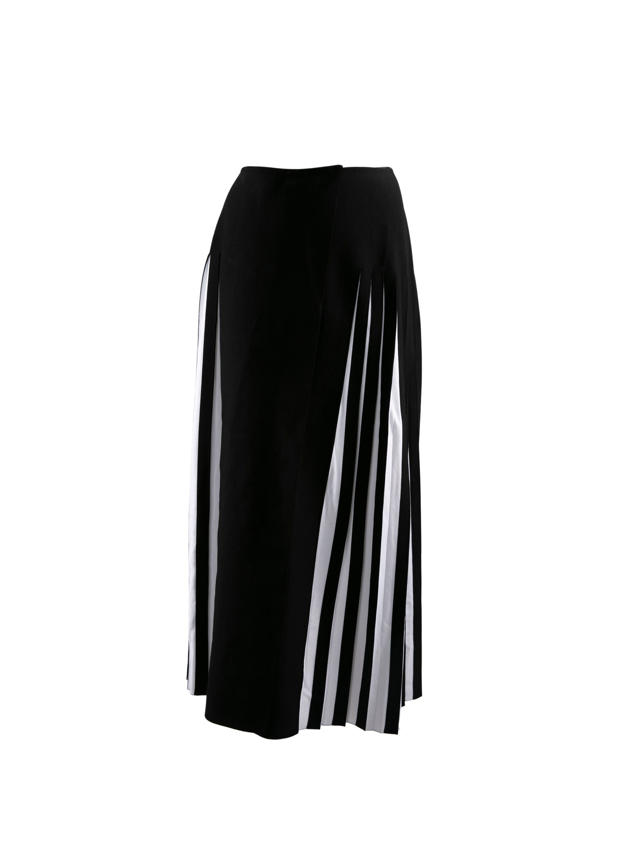 Contrasted midi skirt with pleated details - Black & White