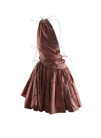 Robe asymétrique à lacets - Caramel
