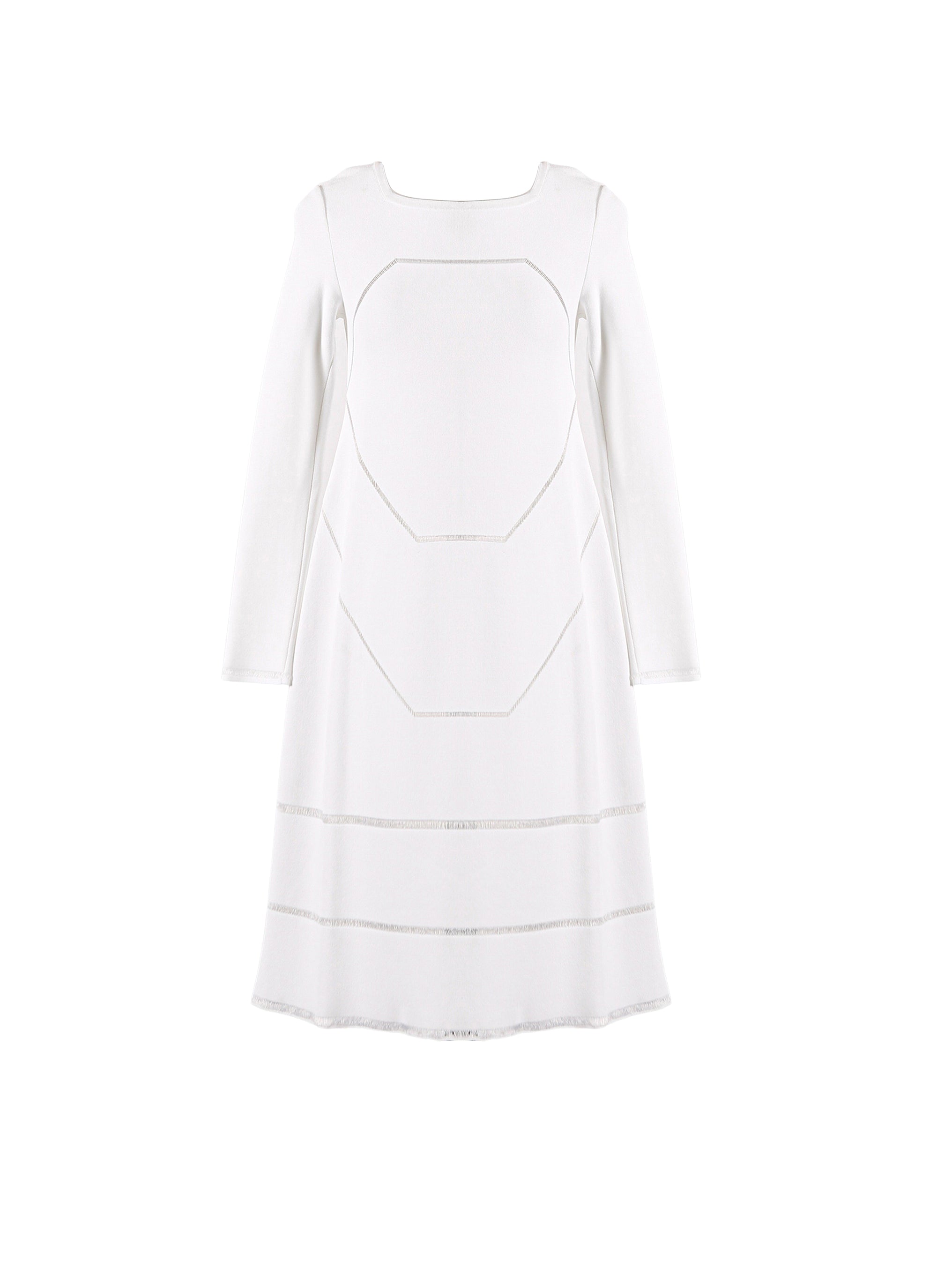 Guarani knitted long sleeve dress - Optic White