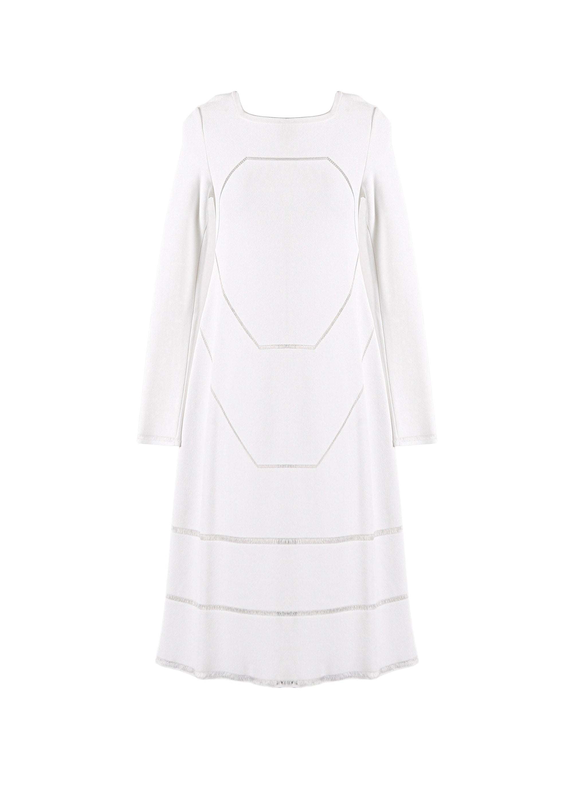 Guarani Long Sleeve Knitted Dress - Optic White