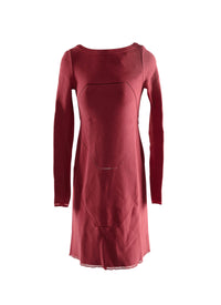 Robe à manches longues à ourlet en dentelle - Framboise