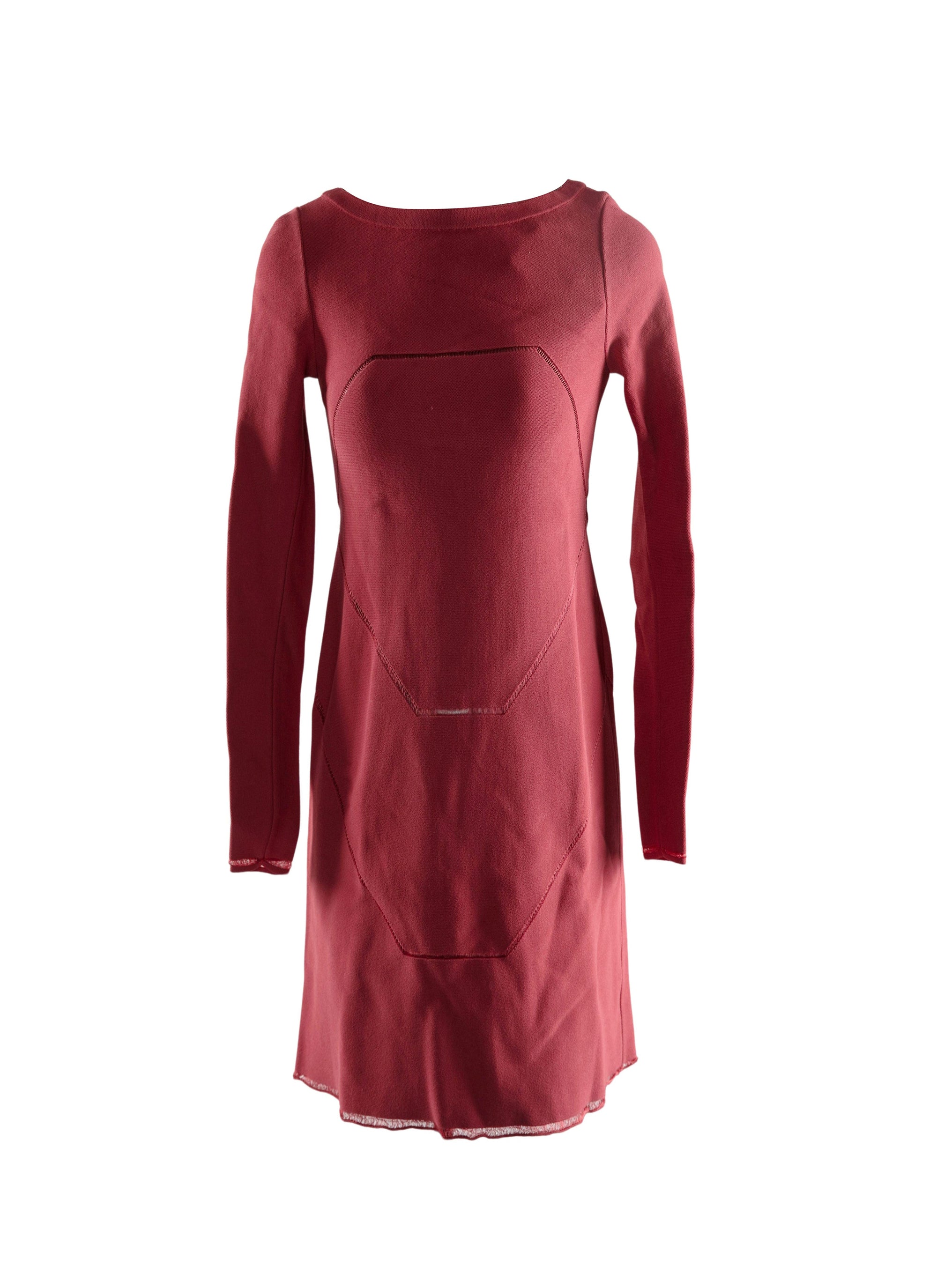 Robe à manches longues à ourlet en dentelle - Framboise
