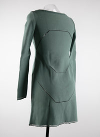 Long-sleeved dress with lace hem - Sage