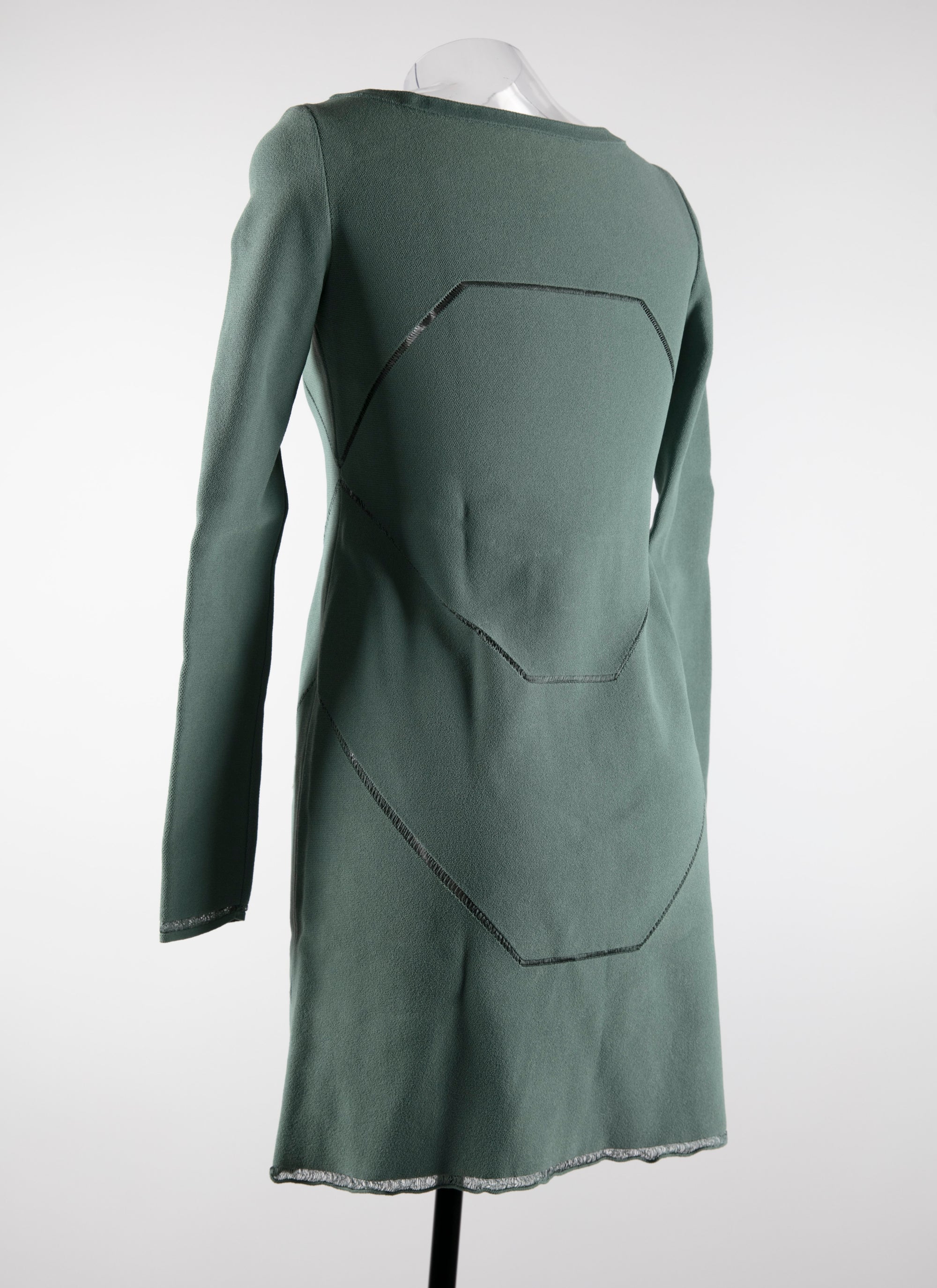 Long-sleeved dress with lace hem - Sage