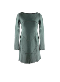 Long-sleeved dress with lace hem - Sage