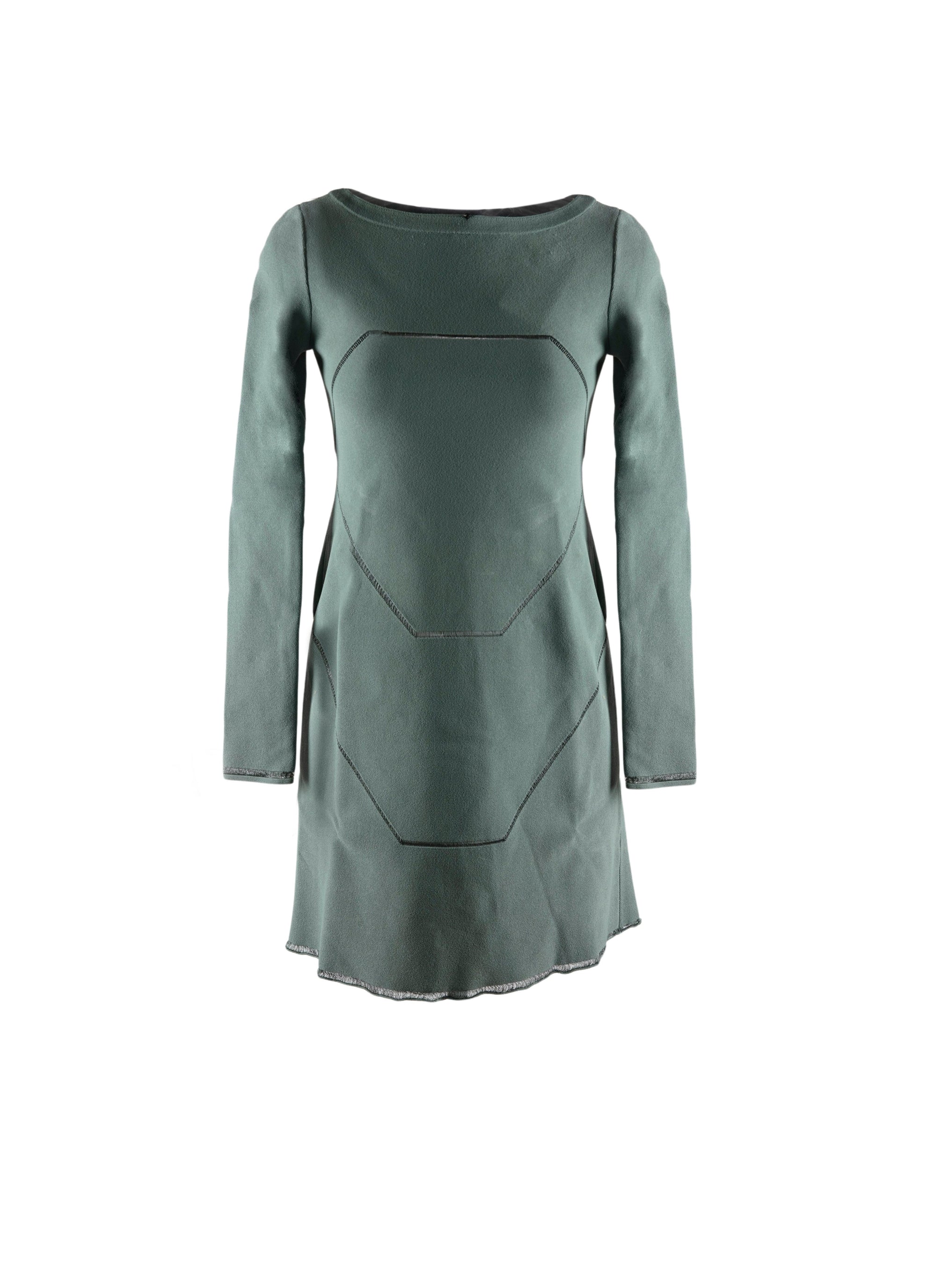 Long-sleeved dress with lace hem - Sage