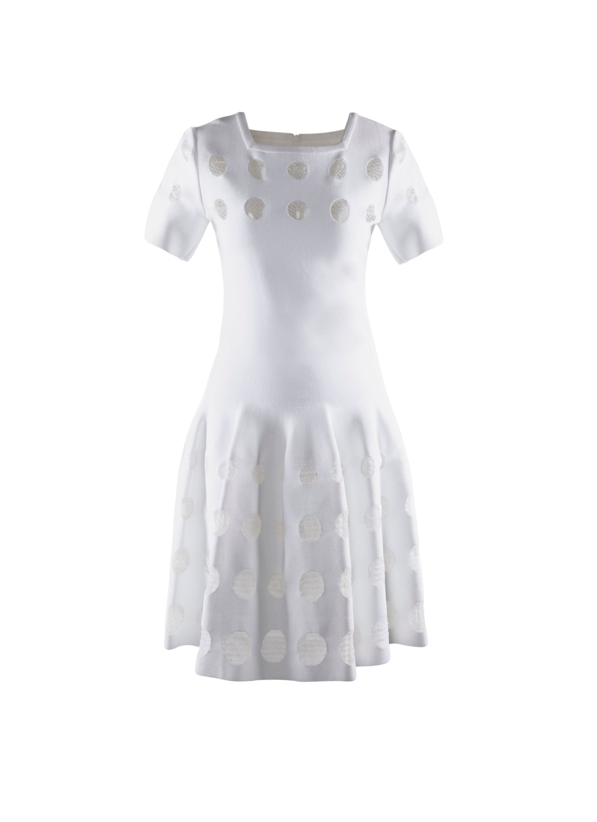 Short-sleeved tulle dress - Optic White