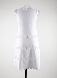 Dress with tulle pattern and scalloped hem - Optic White