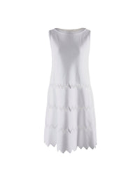 Dress with tulle pattern and scalloped hem - Optic White