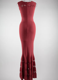 Robe coupe sirène longue sans manches - Framboise
