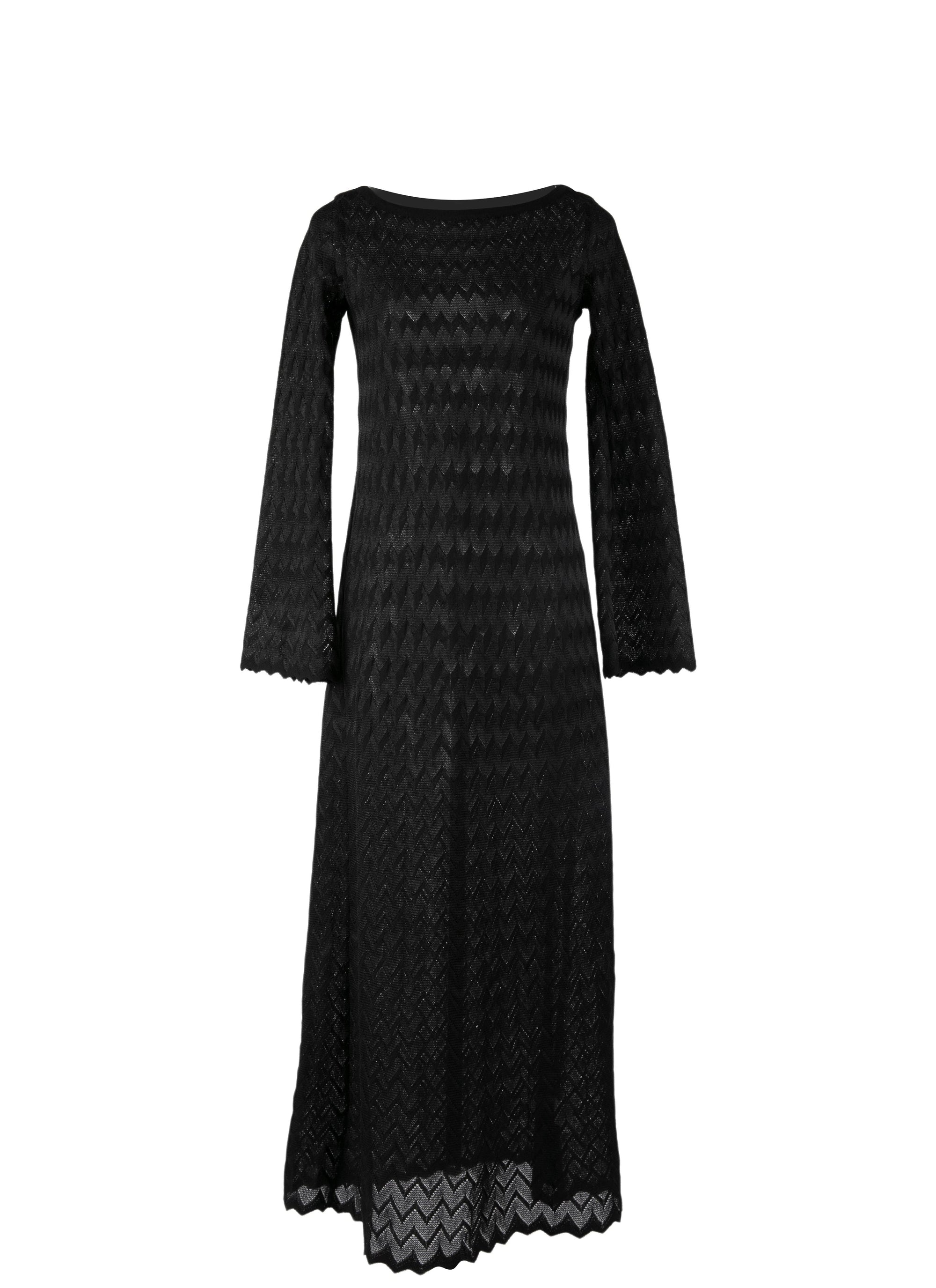 Robe à manches longues en dentelle - Noir