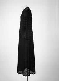 Robe à manches longues en dentelle - Noir