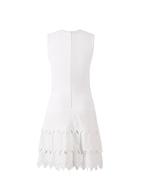 Sleeveless Ruffled Mesh Dress - Optic White