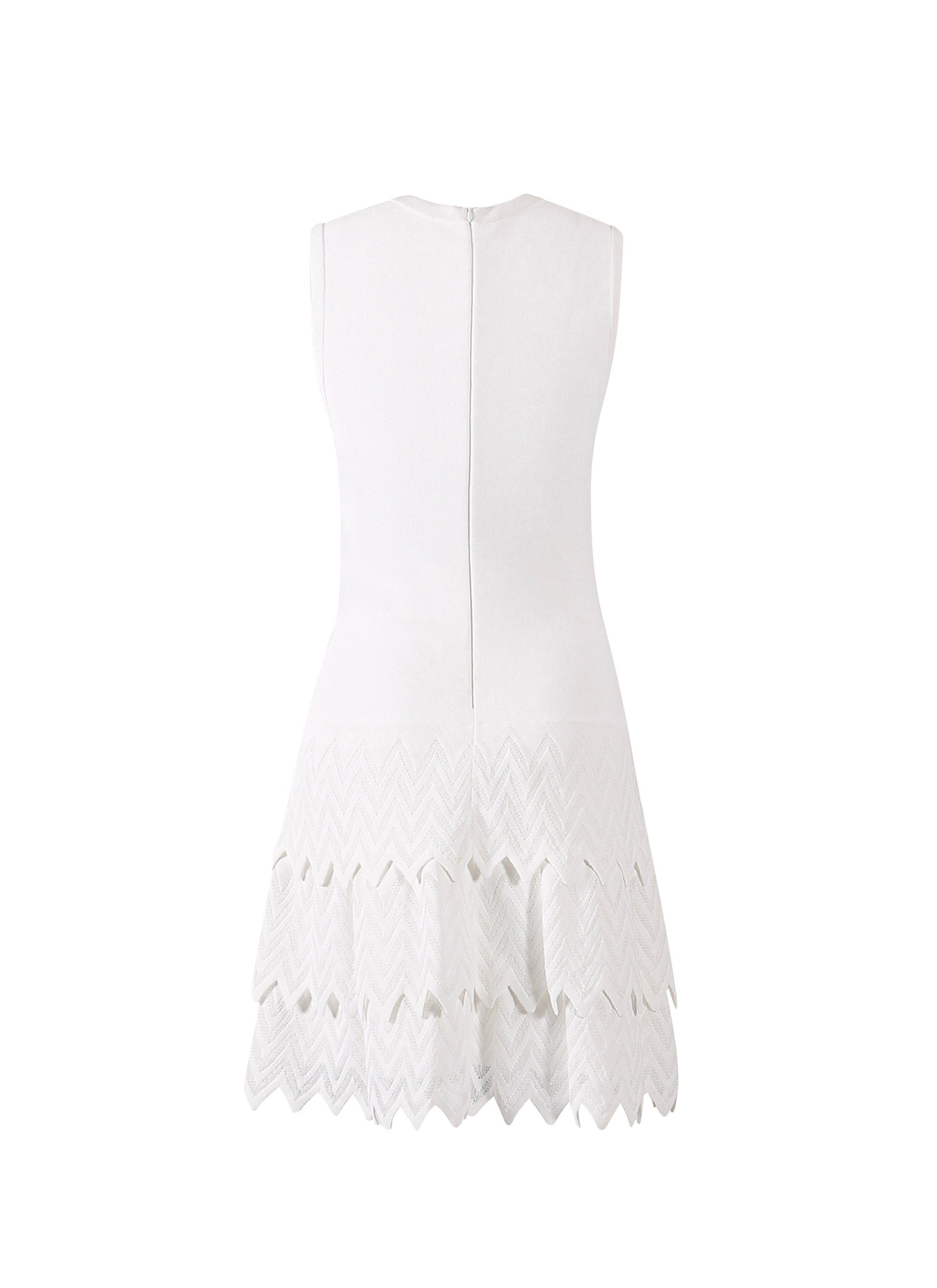 Sleeveless Ruffled Mesh Dress - Optic White