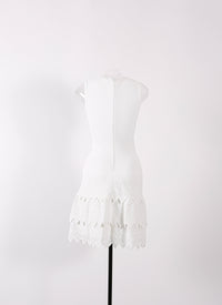 Robe sans manches à volants en maille - Blanc Optique