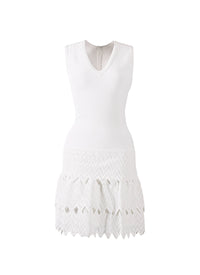 Sleeveless mesh ruffle dress - Optic White