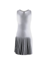 Short sleeveless pleated dress - White & Black