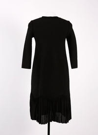 Robe courte à manches longues à volants en maille - Noir