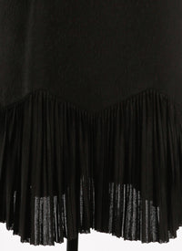 Robe courte à manches longues à volants en maille - Noir