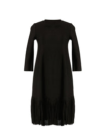 Robe courte à manches longues à volants en maille - Noir