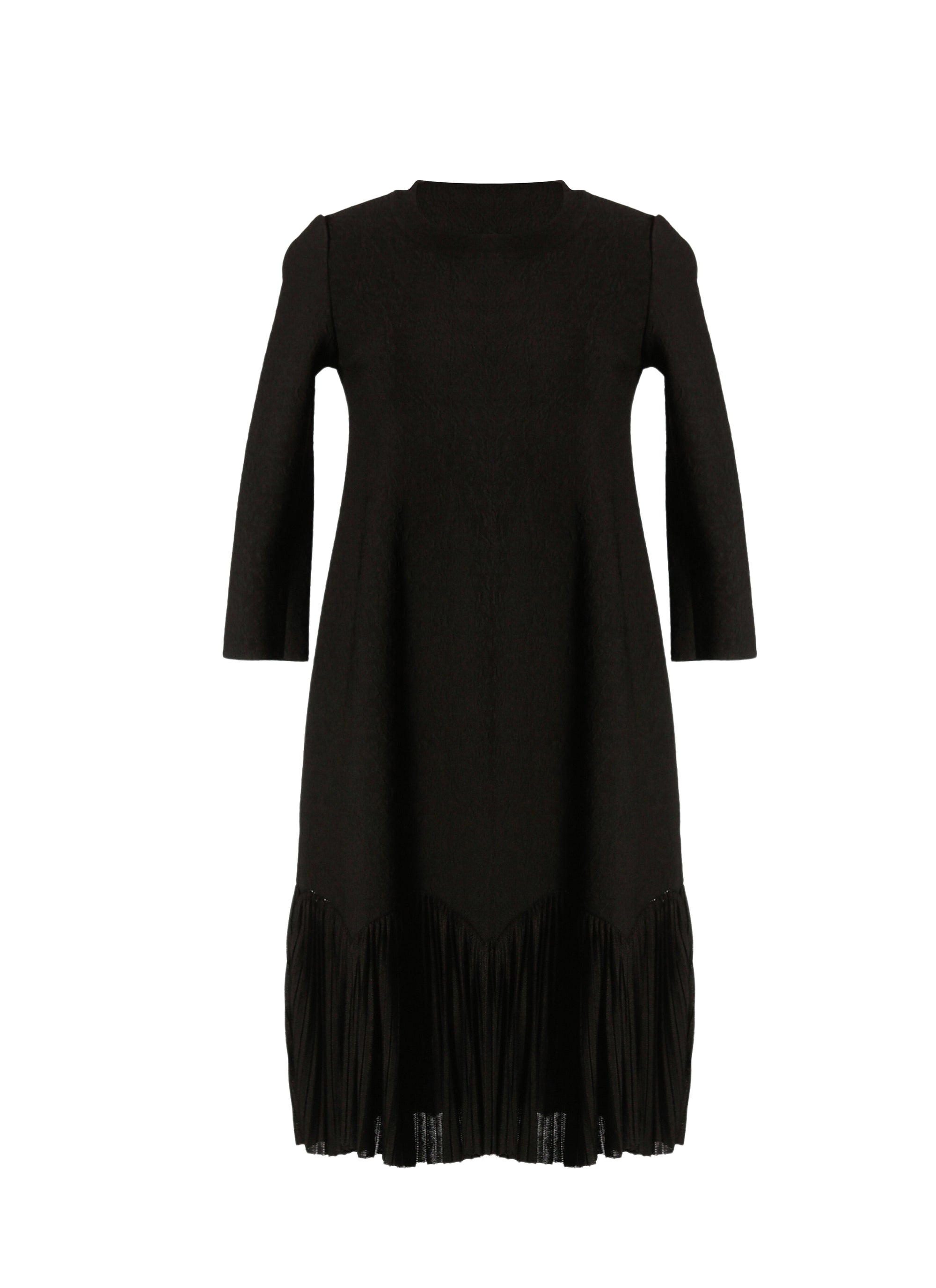 Robe courte à manches longues à volants en maille - Noir