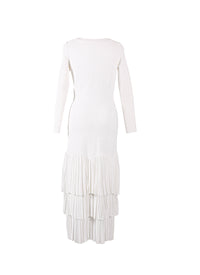 Long sleeve ruffled mesh dress - Optic White