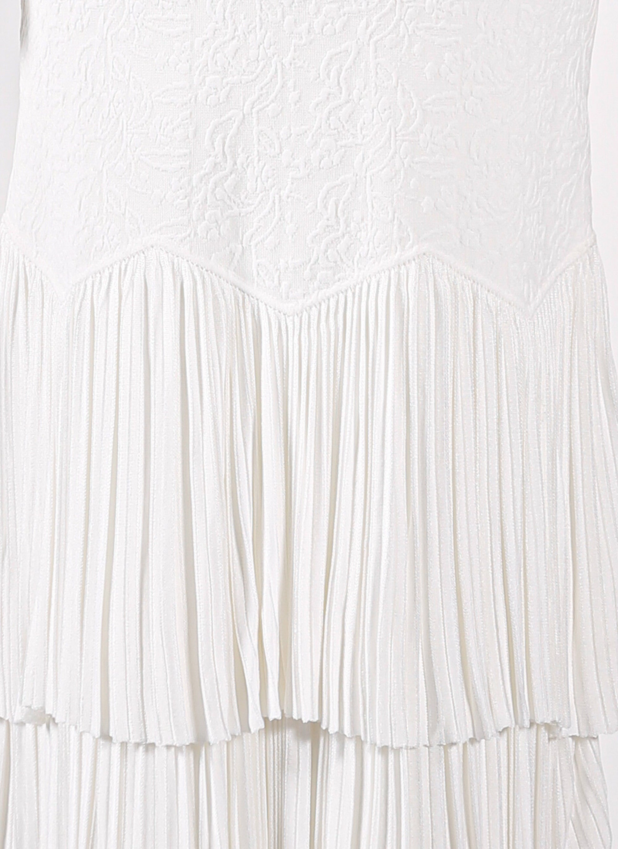 Long sleeve ruffled mesh dress - Optic White