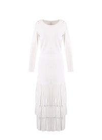 Long sleeve ruffled mesh dress - Optic White
