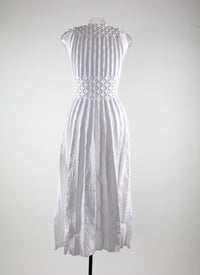 Robe Nigali sans manches effet origami plissé - Blanc Optique