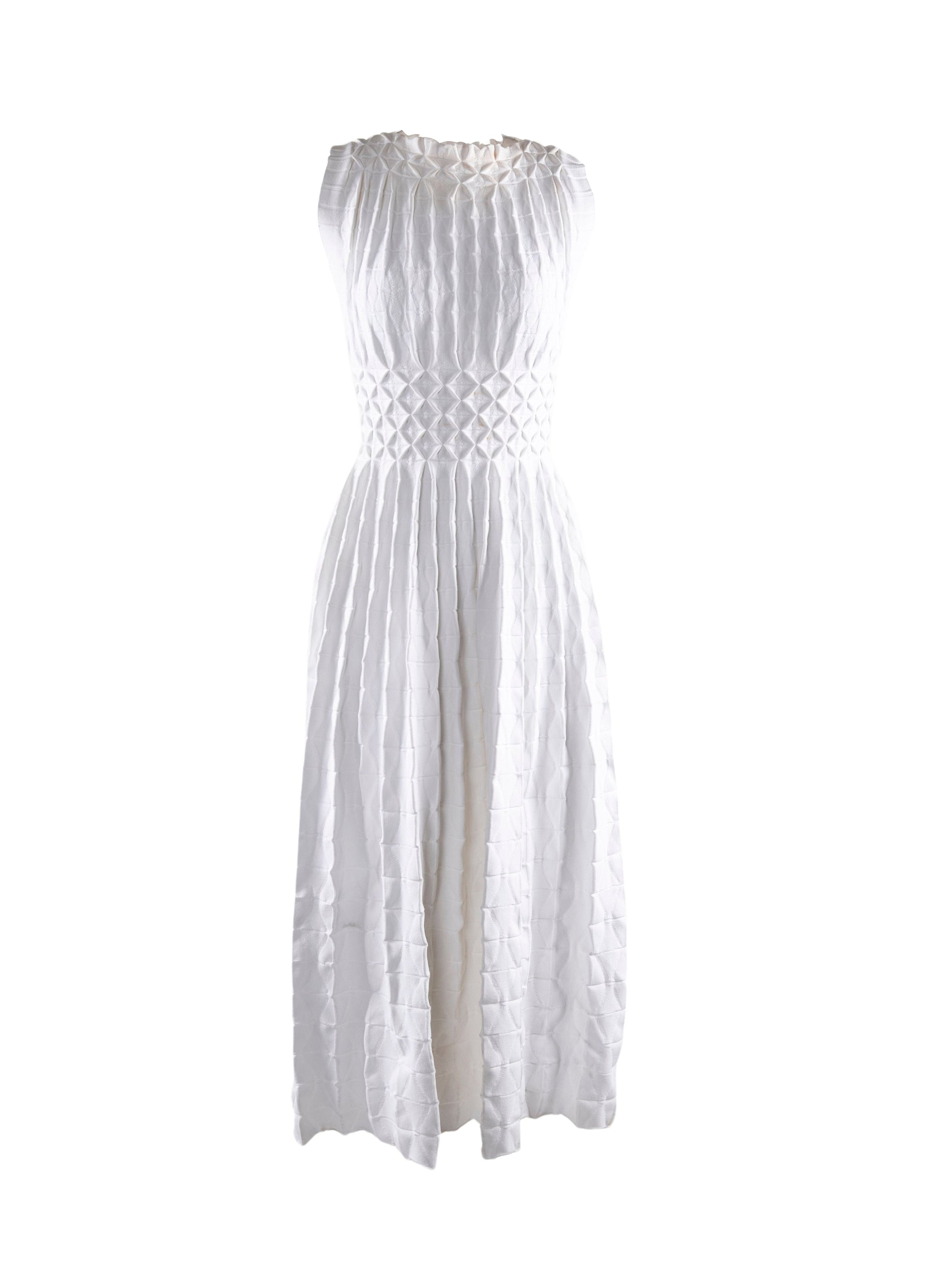 Robe Nigali sans manches effet origami plissé - Blanc Optique
