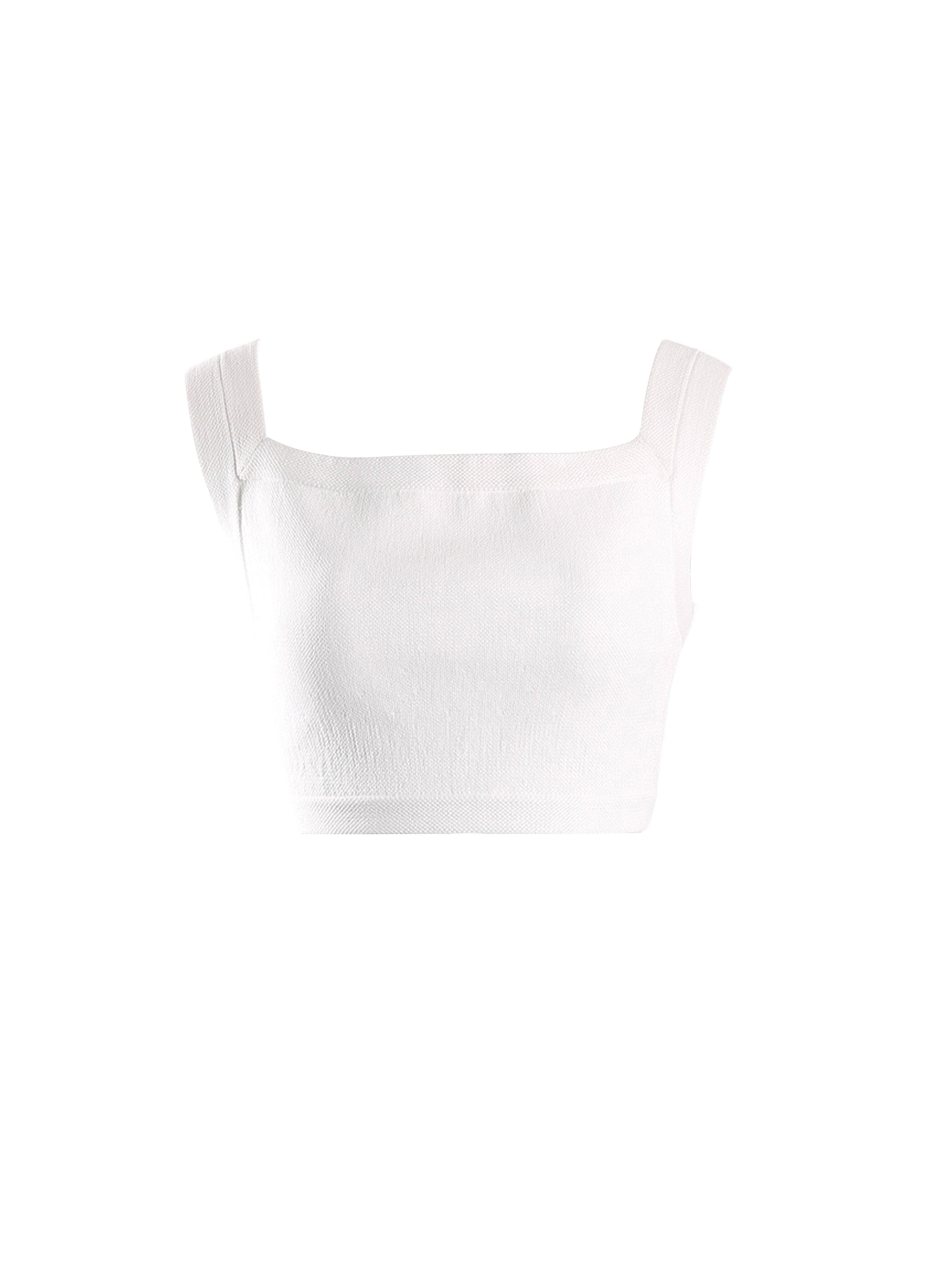 Top sans manches en rafia - Blanc Optique