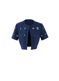 Atlas Knitted Short Sleeve Cardigan - Navy