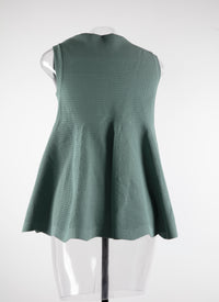 Sleeveless boat neck flared jumper - Sage