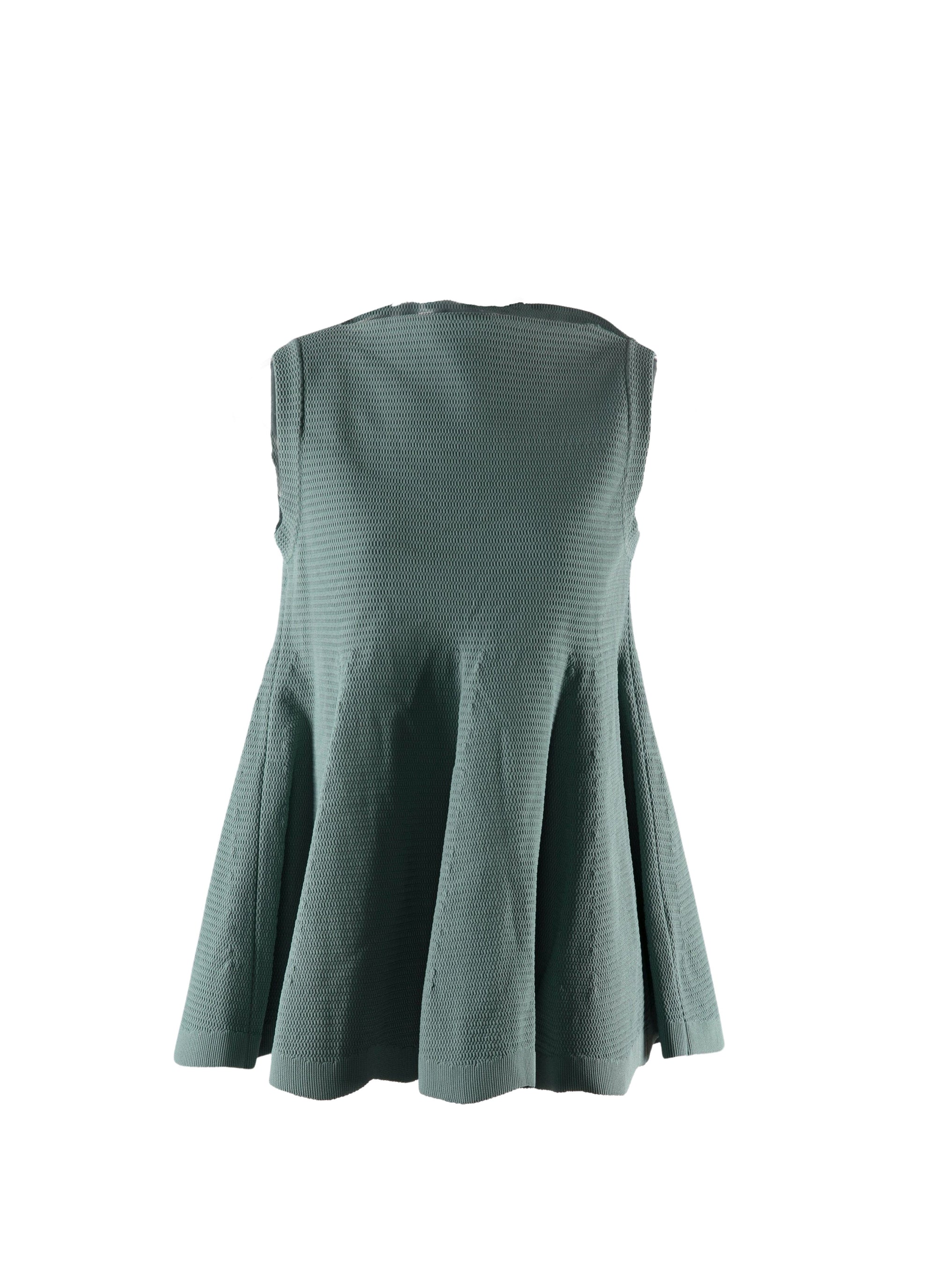 Sleeveless boat neck flared jumper - Sage