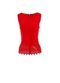 Pull sans manches à volants en maille - Laque