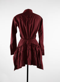 Chemise longue basque en laine - Bordeaux