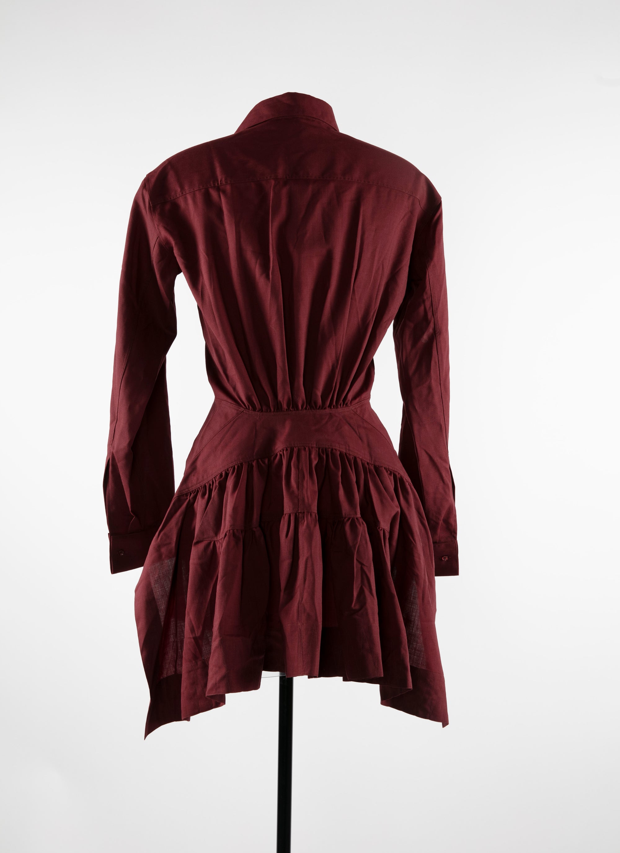 Chemise longue basque en laine - Bordeaux