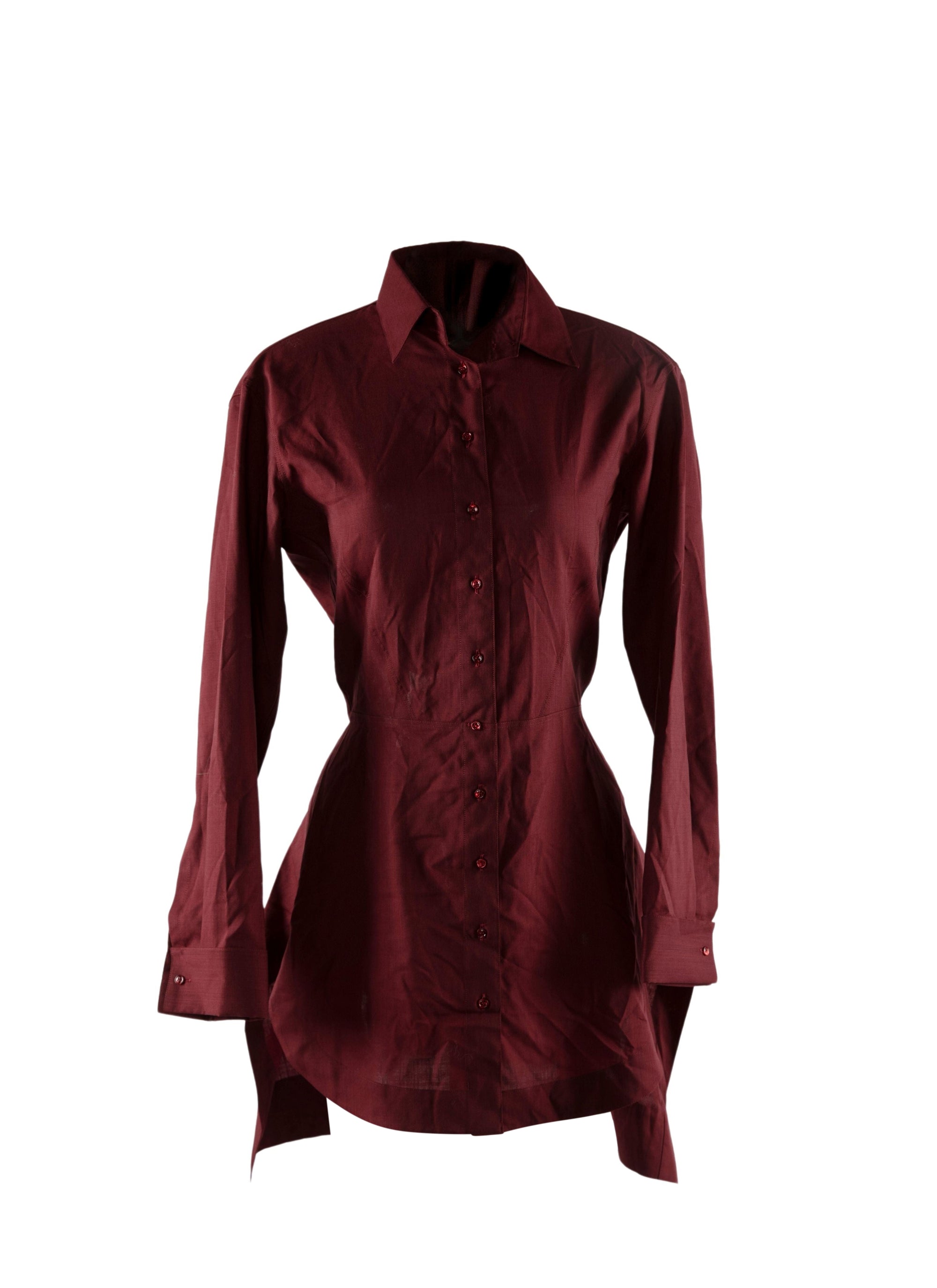 Chemise longue basque en laine - Bordeaux
