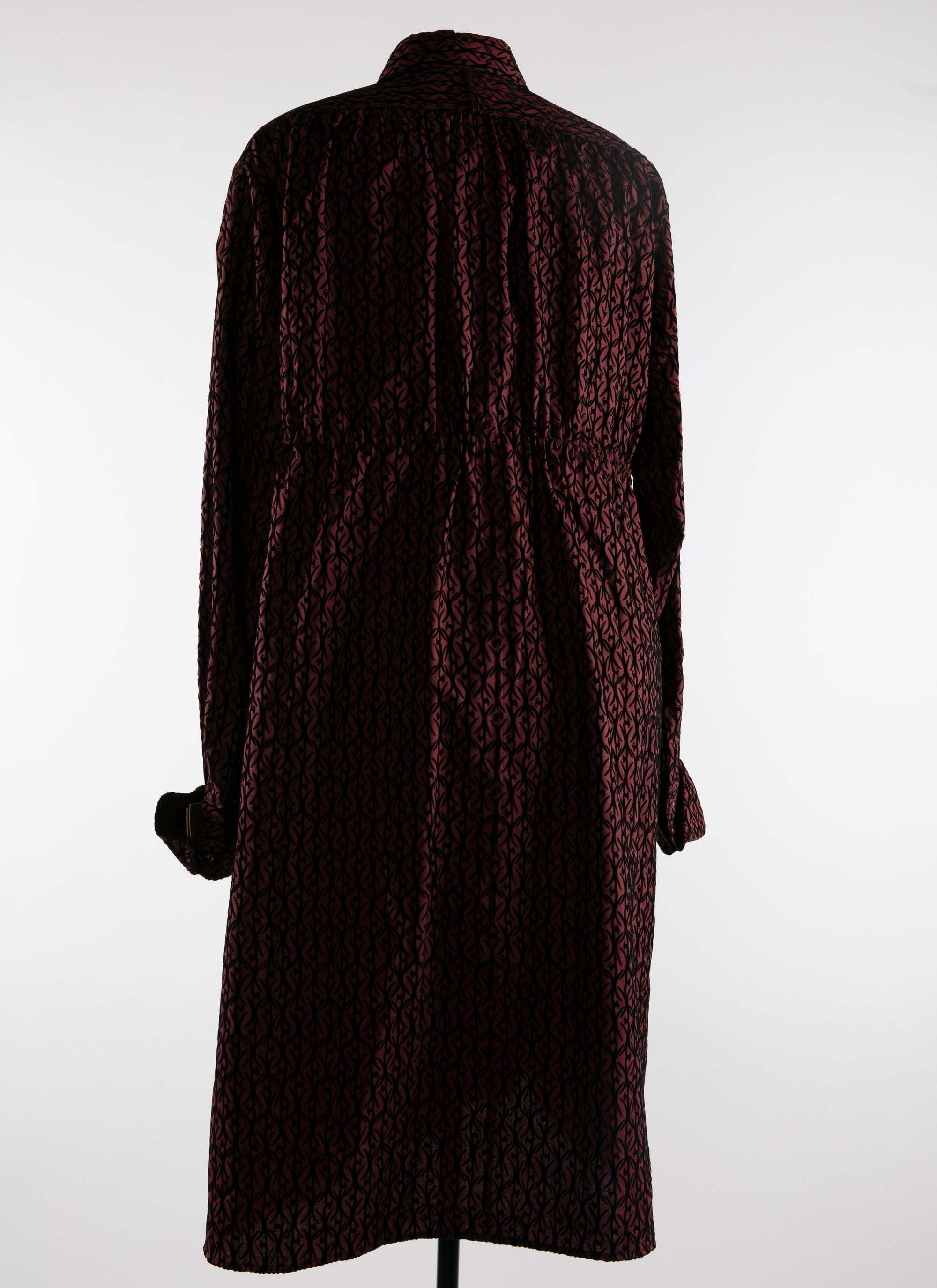 Chemise à manches longues en laine - Bordeaux & Noir