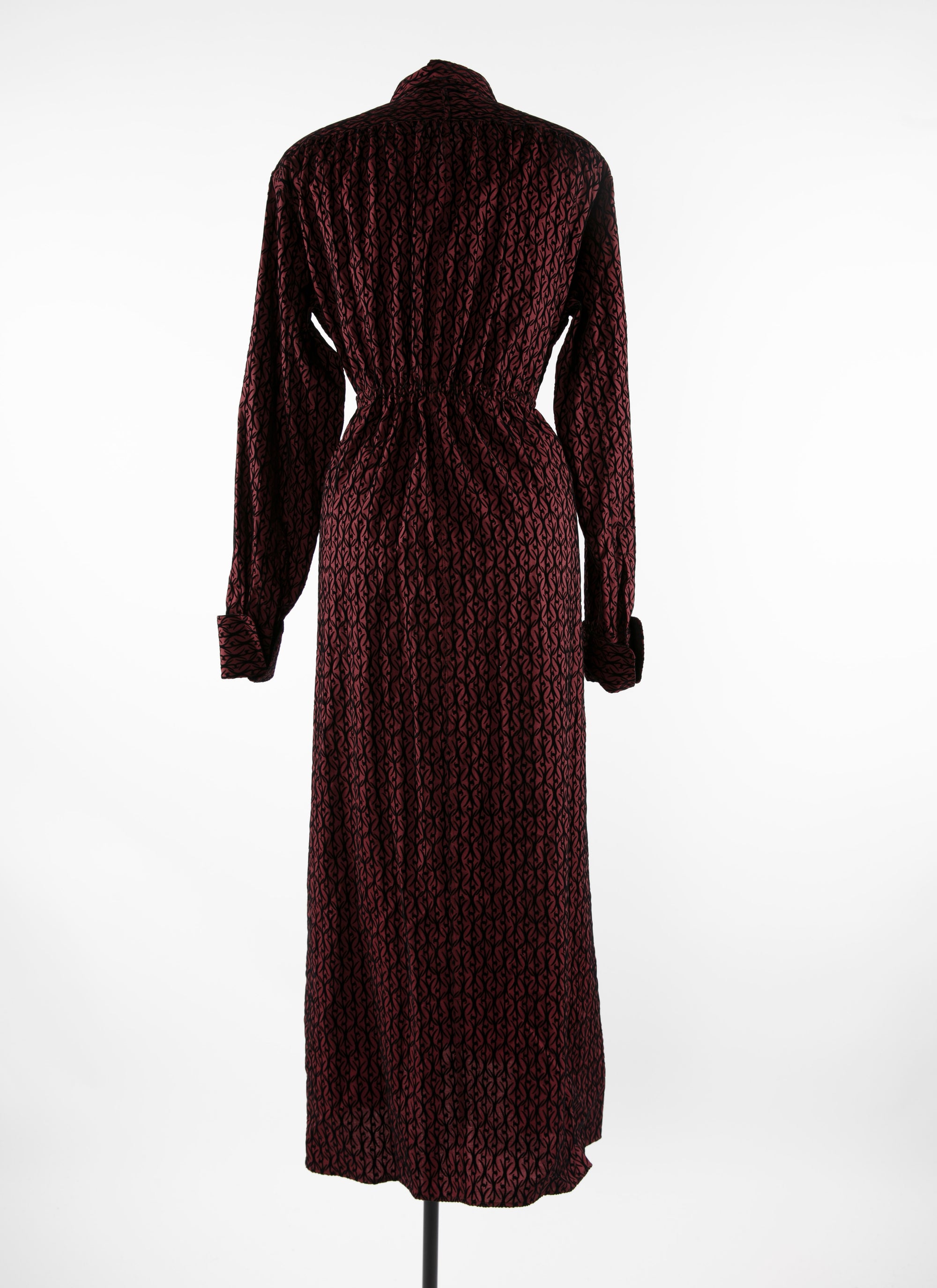 Chemise à manches longues en laine - Bordeaux & Noir